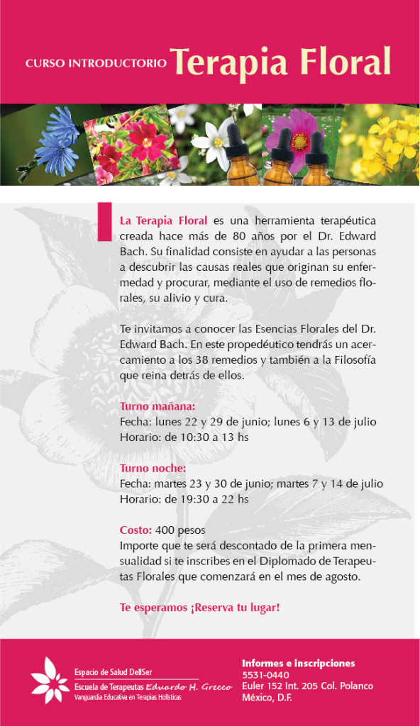 Curso Terapia Floral, Remedios Florales, Flores de Bach, Eduardo H. Grecco, Lili Bosnic, terapias aternativas, sanación, 