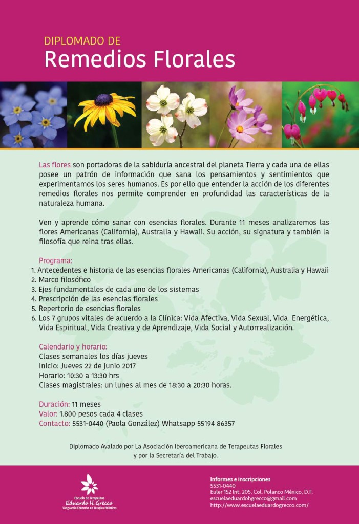 Remedios Florales , Diplomado de Flores de Bach 2017