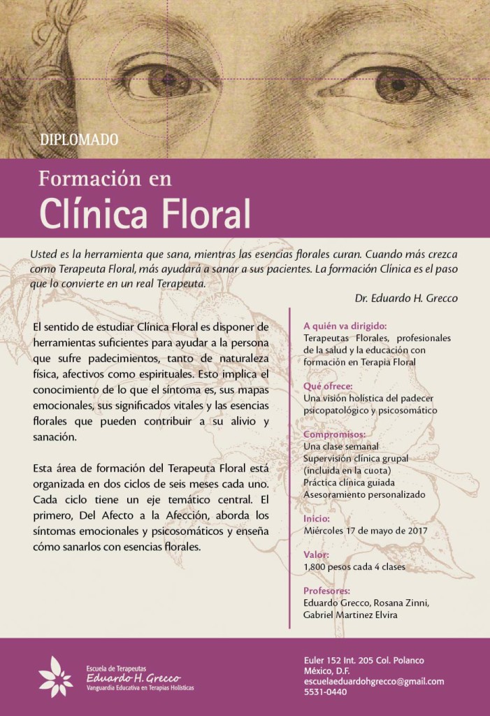 Clínica Floral, Escuela Eduardo H. Grecco, Terapia floral, cursos para terapeutas,  esencias florales, terapias alternativas, cursos y seminarios, 